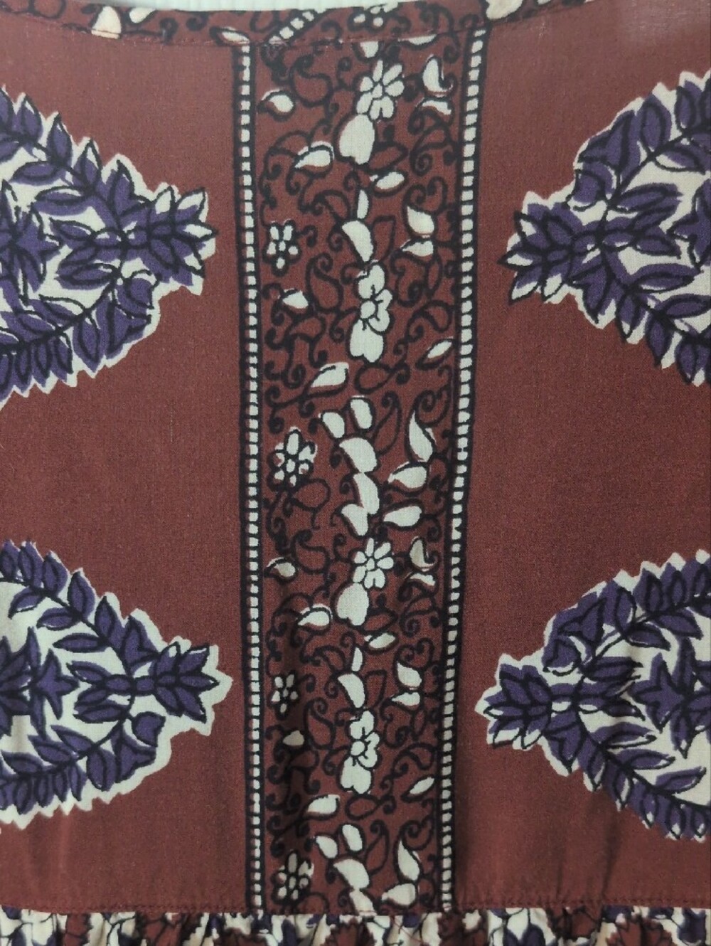 Lucky Brand Brown, Cream & Purple Floral Boho Tunic, Size Medium - Picture 11 of 12